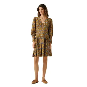 Платье Pepe Jeans Avi с длинными рукавами и короткими рукавами, коричневый