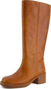 Женские сапоги CUSHIONAIRE Sawyer из натуральной кожи с высоким массивным каблуком - повседневные сапоги до колена на подъемку, Saddle
