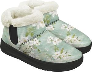 Женские зимние ботинки, удобные и теплые, с противоскользящей подошвой и утолщенной подошвой для улицы Gdxynsmny, White Flowers