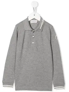 Рубашка поло с нашивкой-логотипом Moncler Enfant, серый