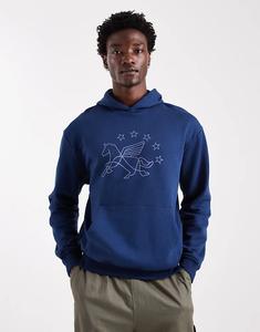 Толстовка ASOS DESIGN со спортивным прорезиненным принтом темно-синего цвета