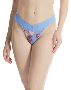 Хлопковые стринги с принтом средней посадки Hanky Panky, голубой