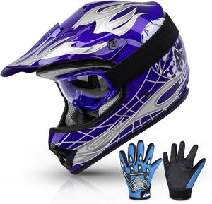 Шлем детский TCMT Skull внедорожный, синий