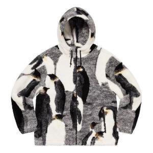 Куртка penguins hooded fleece jacket 'white black grey' Supreme, белый