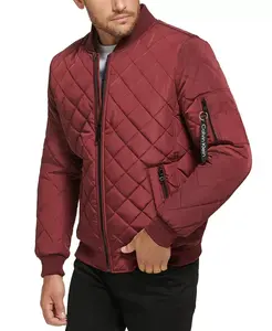 Куртка Calvin Klein Quilted Baseball with Rib-Knit Trim, бордовый