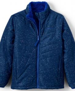 Двусторонняя флисовая пуховая куртка для девочек Lands' End, Night sky print
