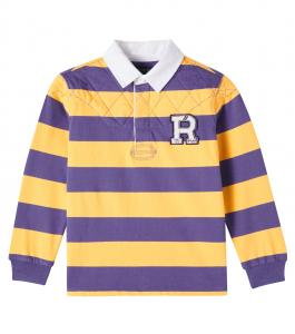 Полосатая хлопковая поло из джерси Polo Ralph Lauren Kids, Radiant Gold/Classic Blue