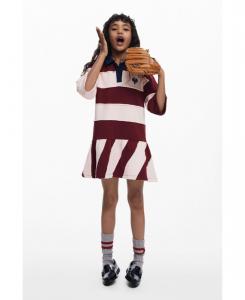 Девочки Полосатое платье-поло для девочек Desigual, Orange