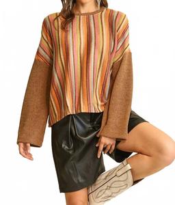 Новинка вязаный и однотонный трикотаж смешанный свободный топ в мульти GiGiO