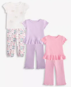 Футболки с короткими рукавами для девочек, расклешенные леггинсы и флисовые штаны - First Impressions, фиолетовый