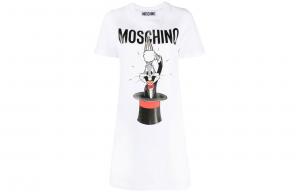 Футболка-платье с принтом Багз Банни MOSCHINO, белая