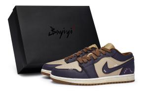 Баскетбольные кроссовки Air 1 Vintage женские с низким верхом розового цвета Jordan, цвет Purple Brown