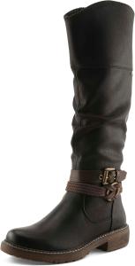 Женские высокие сапоги Spring Step Mangie - встегиваются на молнию сзади, из веганской кожи - гибкая подошва с амортизацией, стелька из искусственного меха, водостойкая обувь, Black