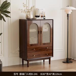 Mikemijia Комод 80х40х80 см для гостиной из ротанга, настенный, 2 ящика, 2 дверцы, модель B-246, требуется самостоятельная сборка