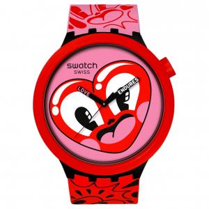 SWATCH Часы Men's Watch, Red Watch Dial