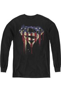 Футболка с длинным рукавом "Супермен: Кровавый щит" для молодежи Gildan, черный