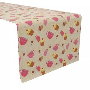 Настольная дорожка, 100 % хлопок, 16x108 дюймов, чайные чашки и кексы.