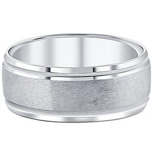Мужское обручальное кольцо 8 мм, матовое, белое золото 10 карат, размер на выбор Pompeii2, 10K White Gold