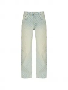 Джинсы с жаккардовым монограммным узором MISBHV, синий