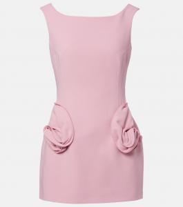 Мини-платье из смесовой шерсти с цветочной аппликацией Magda Butrym, розовый