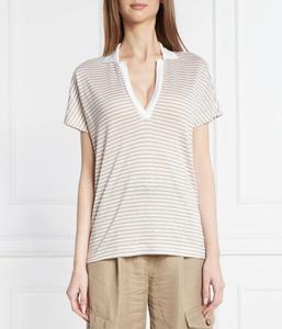 Футболка женская Boss из льна с глубоким вырезом, бежево-белый