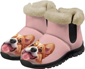 Женские зимние ботинки с теплым мягким флисовым верхом, подошвой из EVA и противоскользящей поверхностью для улицы FORUQOXA, Cute Dog