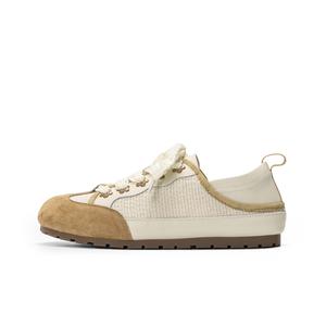 Q.VONTON Женские кеды низкие экрю/бежево-коричневые, цвет Beige Brown