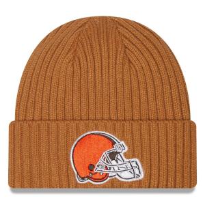 Мужская классическая вязаная шапка New Era коричневая Cleveland Browns Core с манжетами