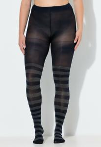 Тайтсы Ulla Popken STRIPED ILLUSION OTK, Midnight Blue/Black