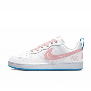 Nike Court Borough Slip Resistant Abrasion Resistant Low top Kids' Skateboarding Shoes White Pink Teenagers