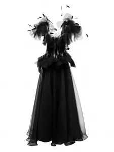 Платье-корсет с отделкой из перьев Ana Radu, черный