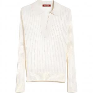 Свитер из шерсти и шелка с воротником поло для женщин белый MaxMara