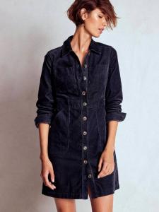 Мини-платье Amanda из смесового вельвета с хлопком Boden, Navy