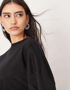 Футболка свободного кроя ARRANGE из хлопка с длинными рукавами черного цвета