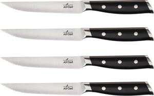 All-Clad набор из 4 стейковых ножей из кованой немецкой нержавеющей стали, ультраострые, серебряный/черный
