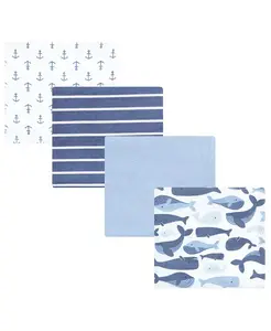 Набор из 4 уютных хлопковых пеленок для мальчиков Hudson Baby, синий