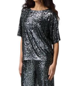 Топ с вырезом-лодочкой черного/серого цвета Joseph Ribkoff