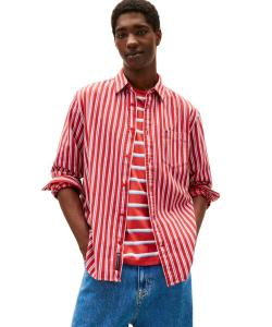 Свободная полосатая твиловая рубашка