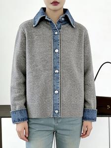 Многослойный вязаный топ в стиле джинсовой рубашки для женщин