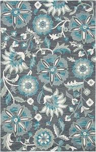 Ковер SAFAVIEH, 244 x 305 см, - коллекция Blossom - большой - Grey & Blue, ручная работа из шерсти, цветочный дизайн, идеально для гостиной, спальни, офиса, столовой (BLM175G)