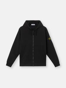 Толстовка прямого кроя с капюшоном на молнии и карманами Stone Island 6100061 ORGANIC COTTON FLEECE, черный