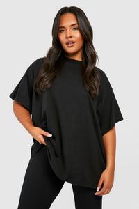 Базовая футболка plus super oversize из хлопка с круглым вырезом Boohoo, черный
