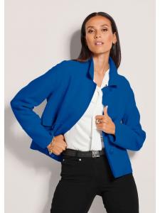 MADELEINE Шерстяной блейзер с отложным воротником и накладными карманами королевского синего цвета