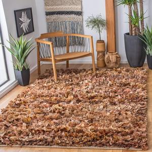 Ковер SAFAVIEH, 69 x 115 см, Rio Shag Collection, Natural & Multi, декоративный ручной работы, толщина 9 см, идеально для помещений с высокой проходимостью: прихожая, гостиная, спальня (SG951N)