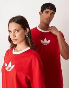 Футболка Adidas Originals Centre Trefoil большого размера красного цвета