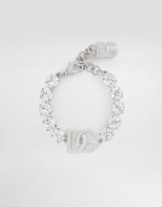 Браслет со стразами и логотипом dg Dolce & Gabbana, серебряный