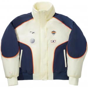 LiNing Пуховик женский белый мать жемчуга и темно-синий, Mother of Pearl White/Dark Navy Blue