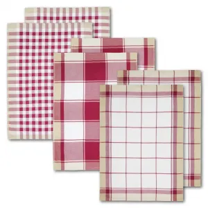 Полотенце KARO, размер каждого полотенца примерно 50x70 см, с тремя различными мотивами Dyckhoff, Burgund/weiß/natur