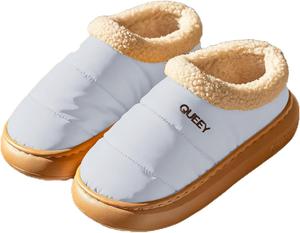 Женские домашние тапочки, легкие, с закрытой пяткой, стеганые, комфортные и теплые, мягкая уютная плюшевая подкладка, противоскользящие, с ортопедической подошвой для дома, улицы, походов, платформенные тапочки для спальни Canbebig, Light Blue