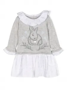 Многослойное платье вязки интарсия с узором Patachou, серый